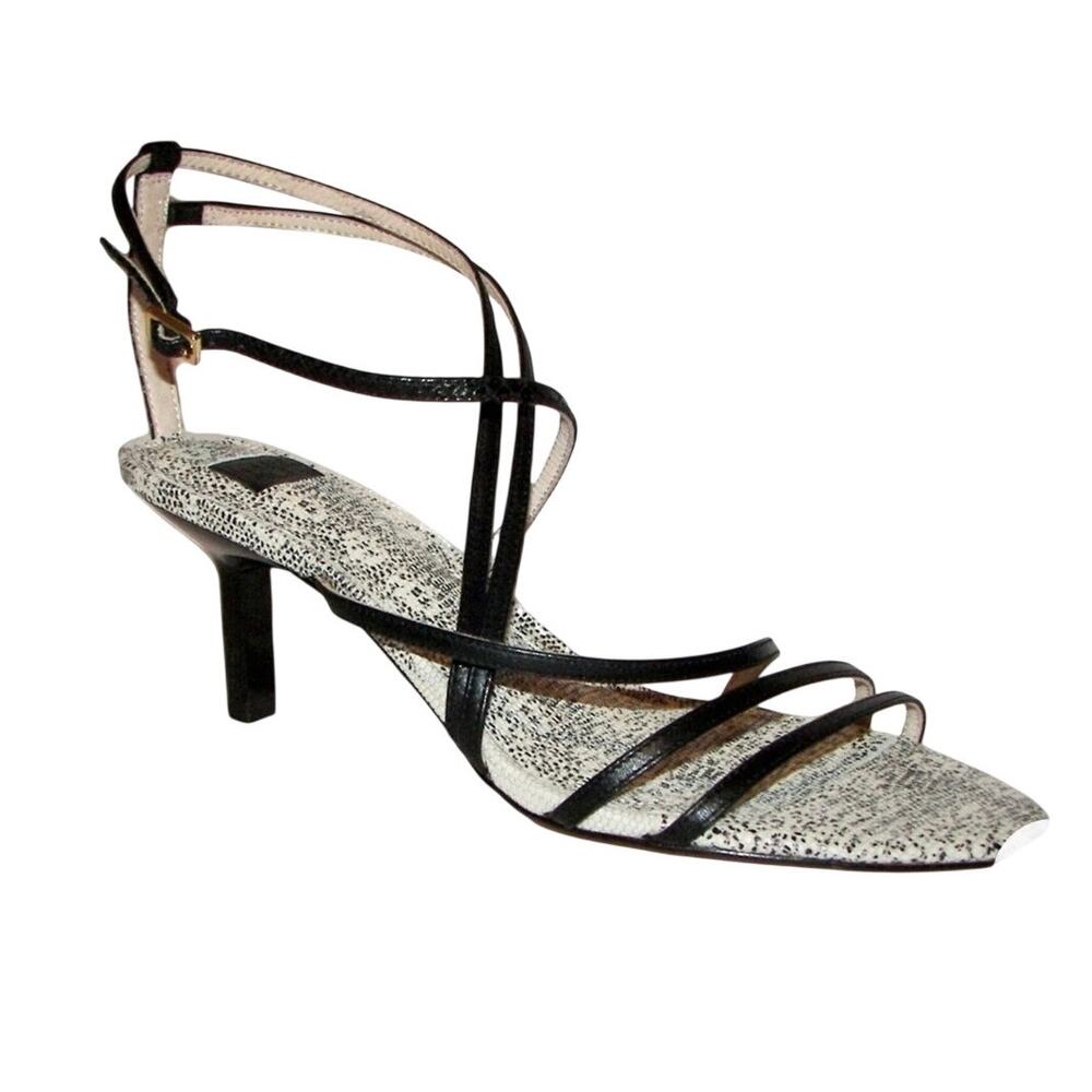 Louise et Cie Hansel Black Leather Strappy Kitten Heels Open Toe Sandals Sz 7.5